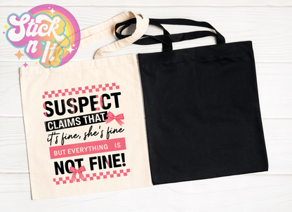 FUNNY SUSPECT REUSABLE TOTE BAGS - Stick N It