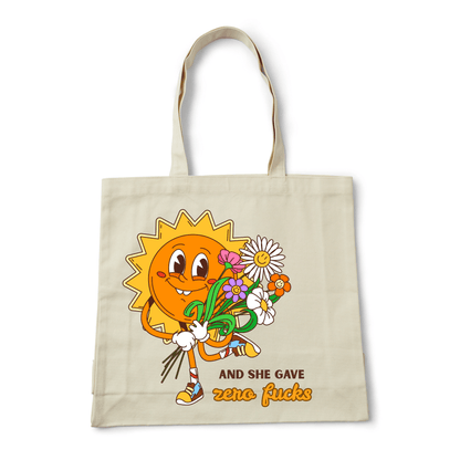 AND SHE GAVE ZERO F..KS TOTE BAG - Stick N It