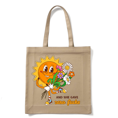 AND SHE GAVE ZERO F..KS TOTE BAG - Stick N It