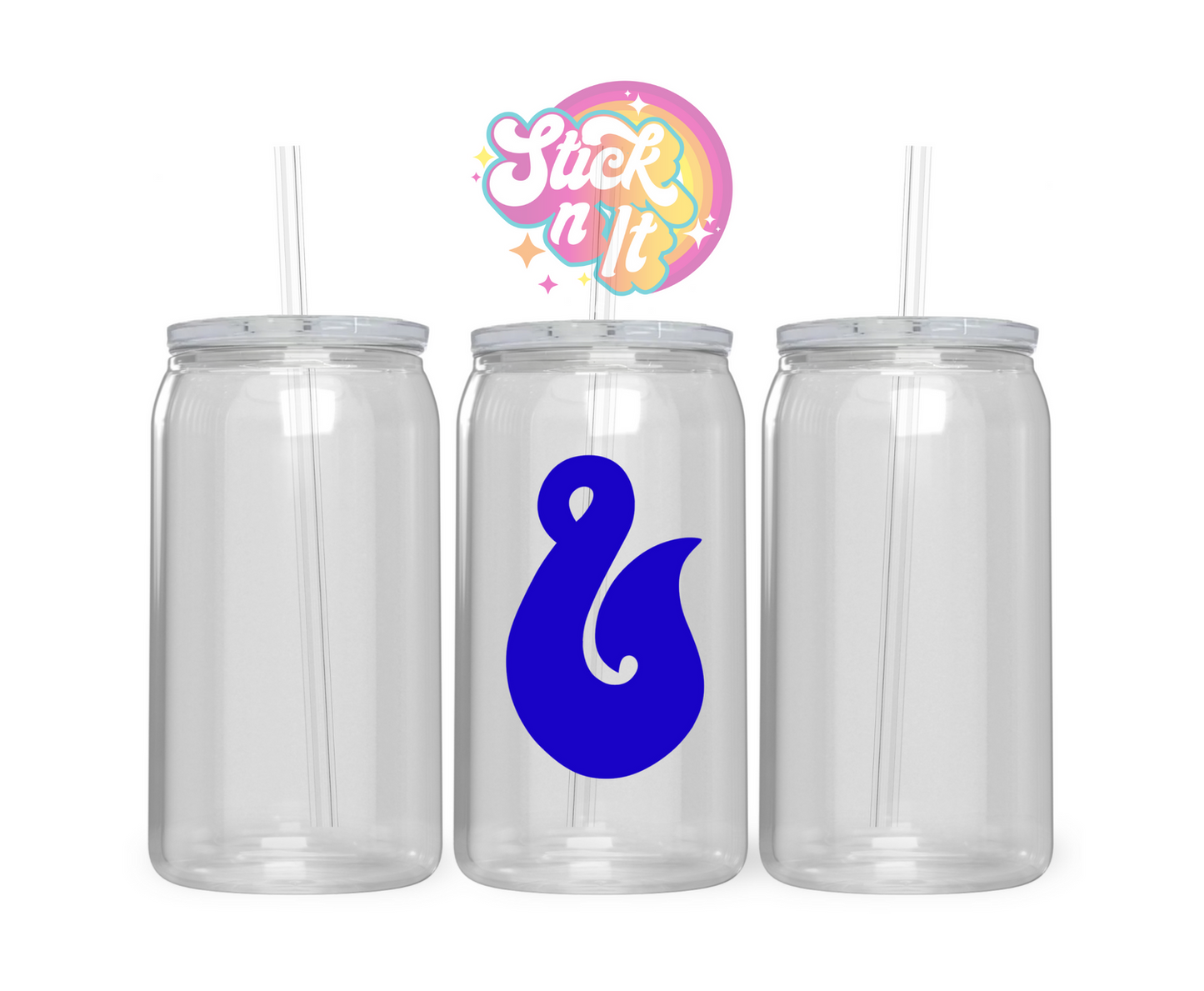 Acrylic cup featuring an Aotearoa inspired hei matau in blue