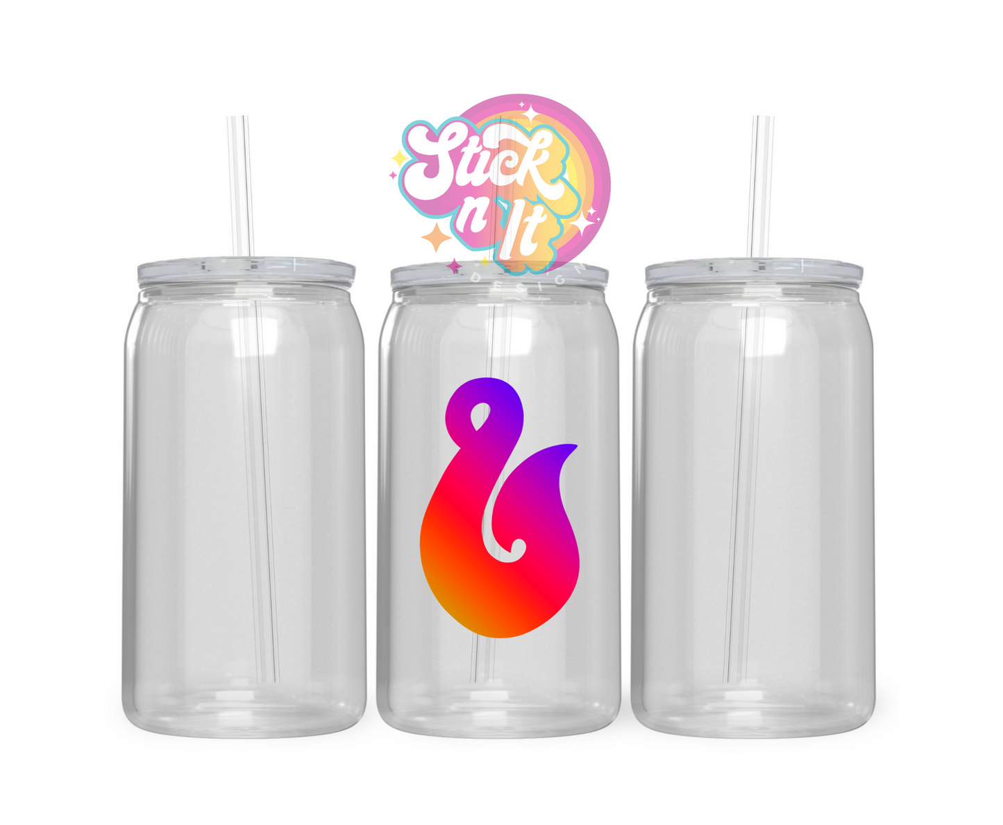 Acrylic cup featuring an Aotearoa inspired hei matau in neon