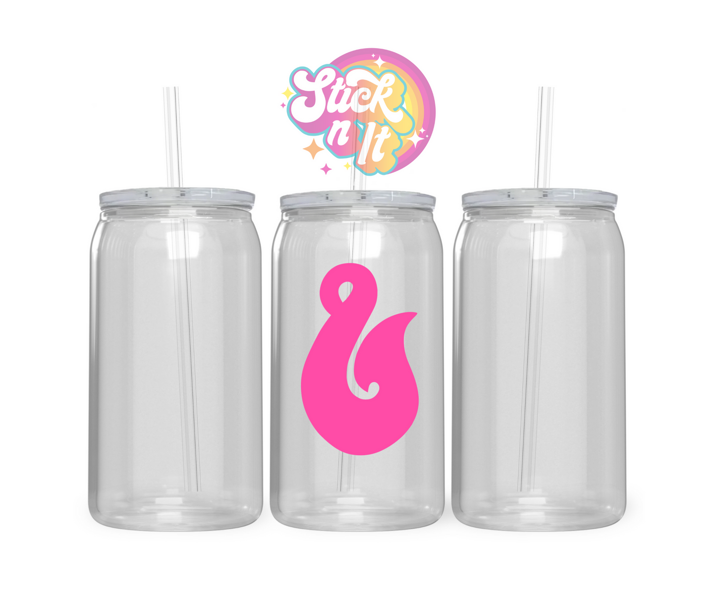 Acrylic cup featuring an Aotearoa inspired hei matau in pink