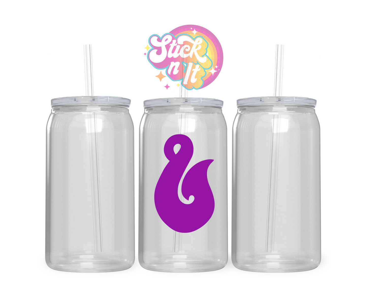 Acrylic cup featuring an Aotearoa inspired hei matau in purple