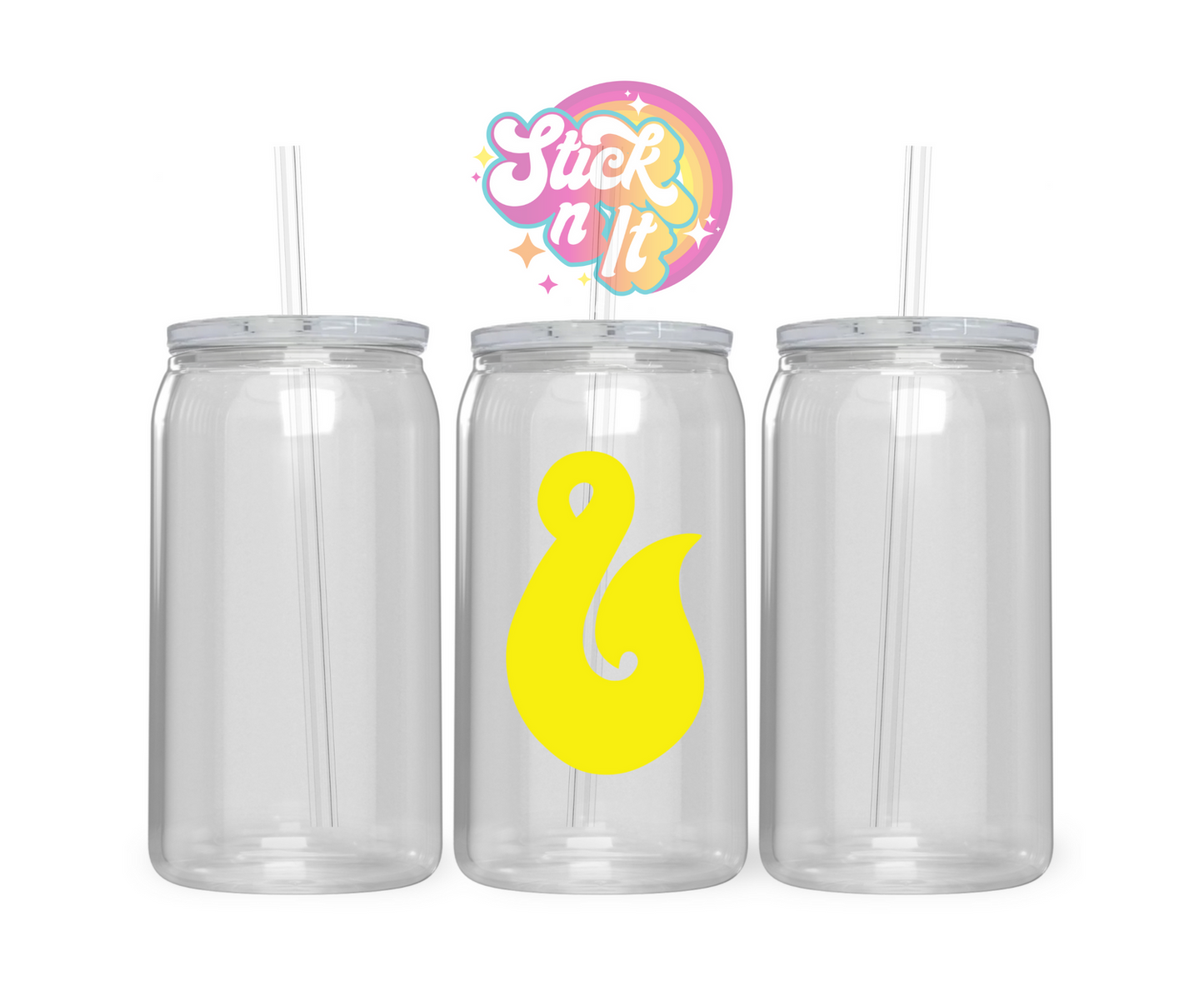 Acrylic cup featuring an Aotearoa inspired hei matau in yellow