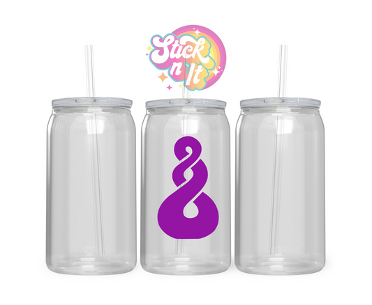 Acrylic cup featuring an Aotearoa inspired Pikorua in purple