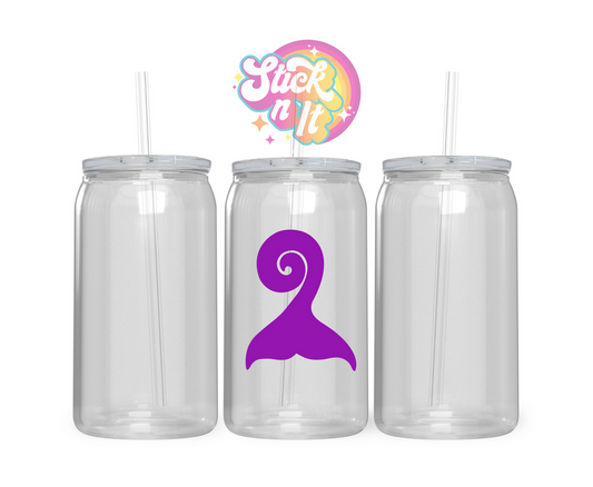 Acrylic cup featuring an Aotearoa inspired whale tail in purple