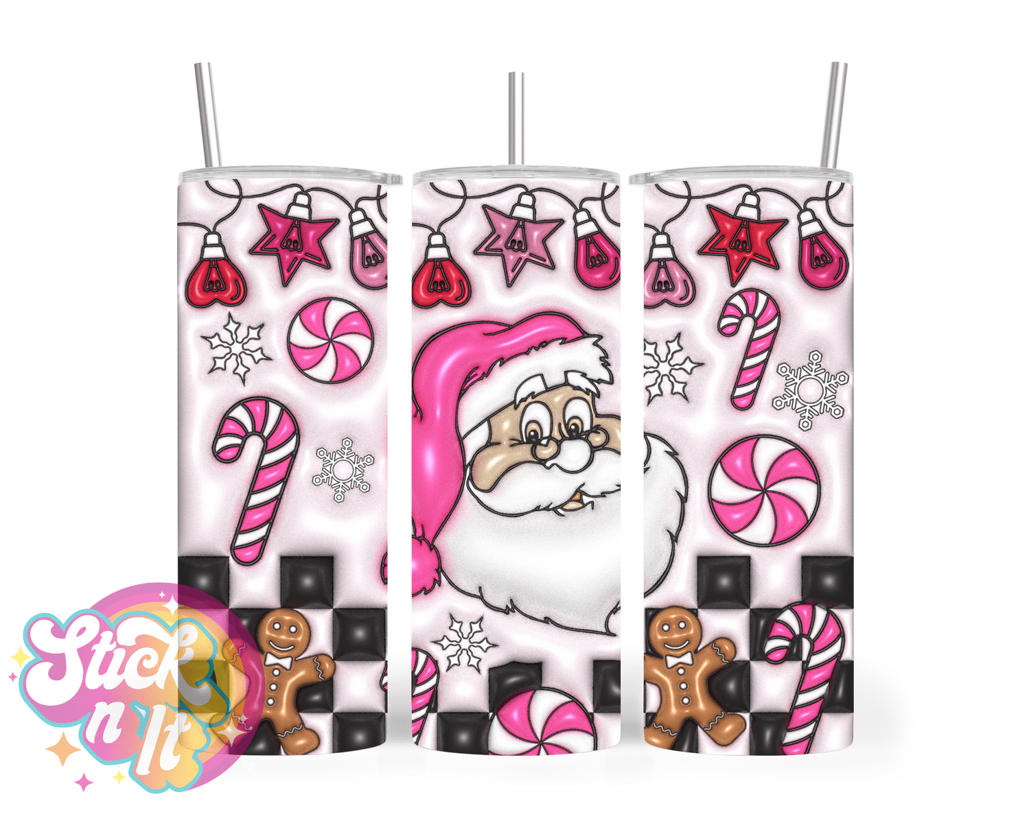 PINK SANTA INSULATED TUMBLER - Stick N It