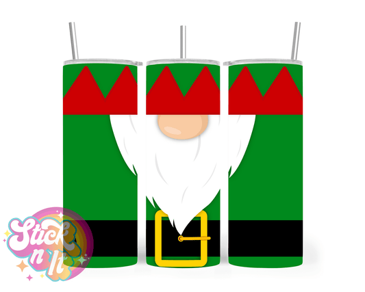 Stainless steel insulated tumbler featuring an elf