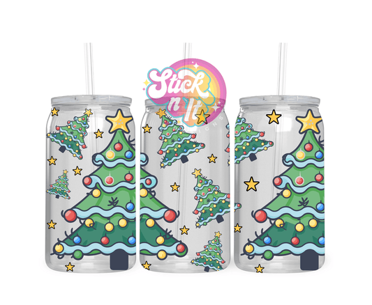 Acrylic cup featuring colourful Christmas trees
