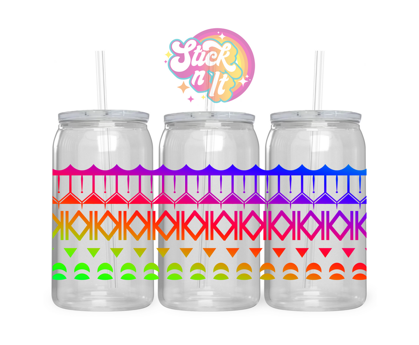 Acrylic cup featuring a Polynesian Cook Islands design wrap in neon