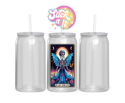 Acrylic cup with funny tarot card My last flying fuck