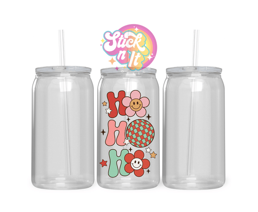 Acrylic cup featuring ho ho ho with cute flowers