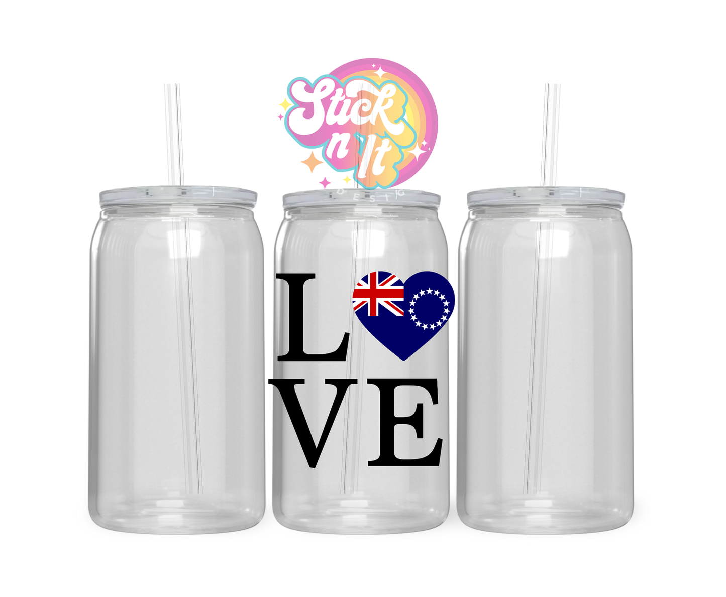 Acrylic cup featuring Love Cook Islands 