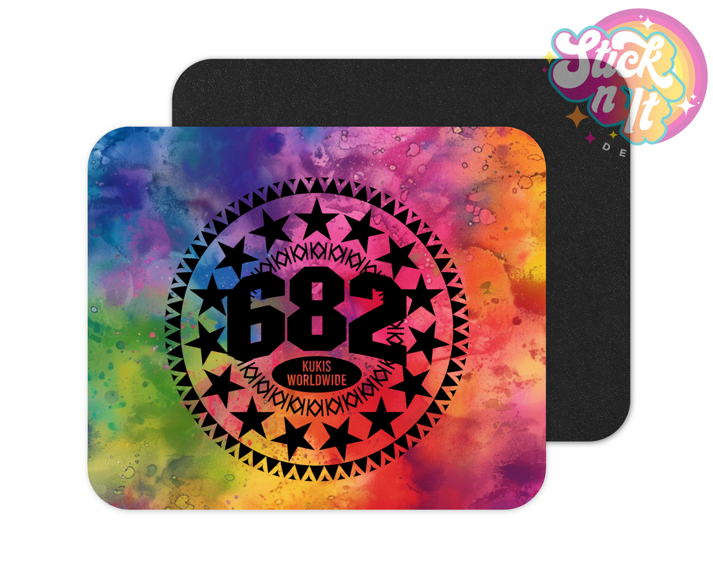Mouse pad featuring Polynesian Cook Islands 682 design on a watercolour background