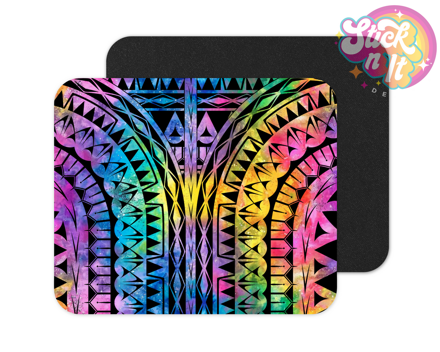 Mouse pad featuring Polynesian Cook Islands design on a watercolour back ground