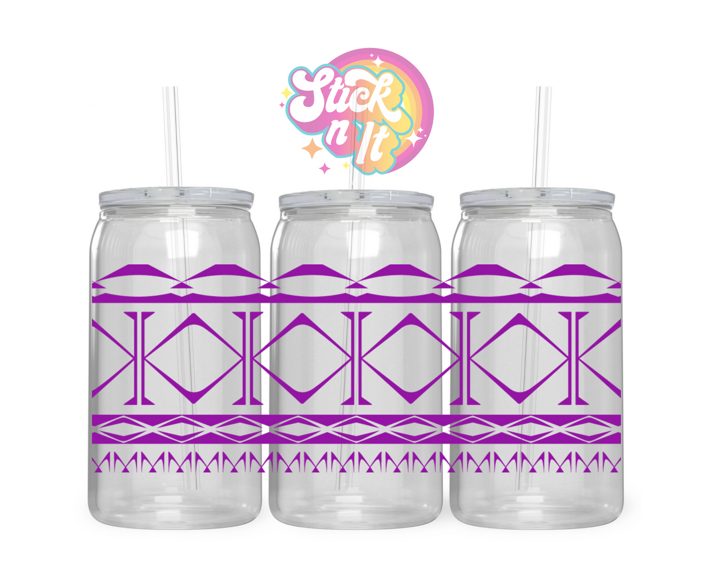 Acrylic cup featuring a Pacific Islands Cook Islands design in purple