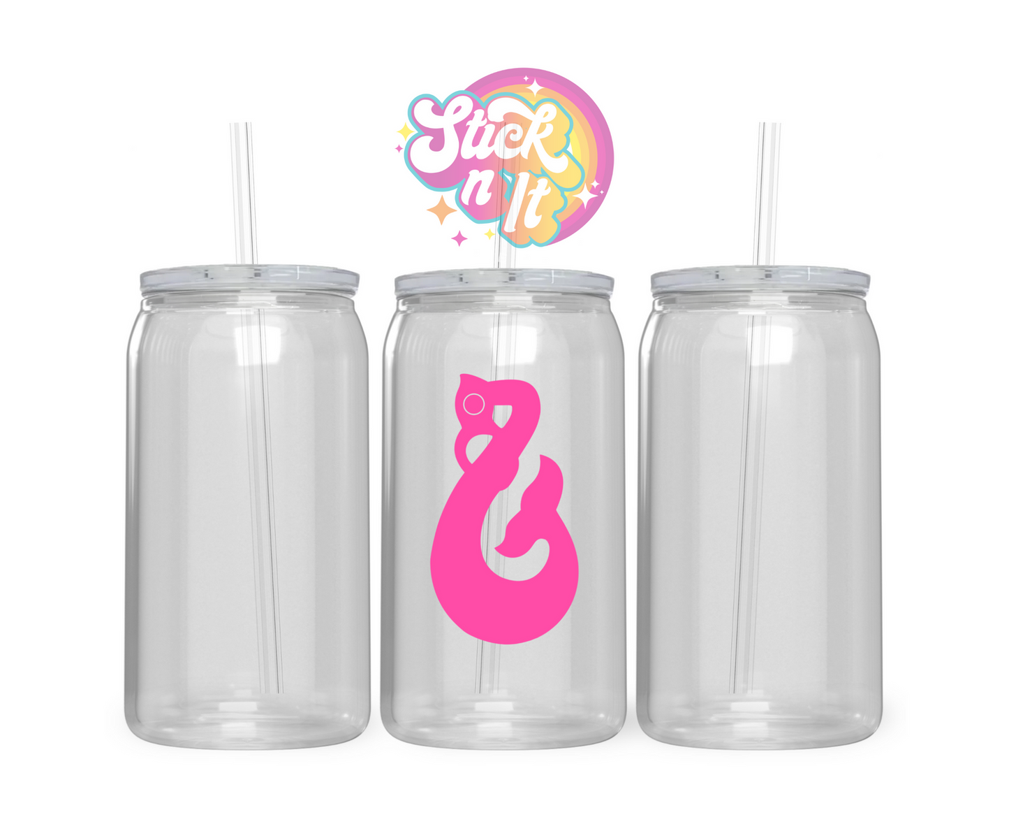 Acrylic cup featuring an Aotearoa inspired manaia in pink