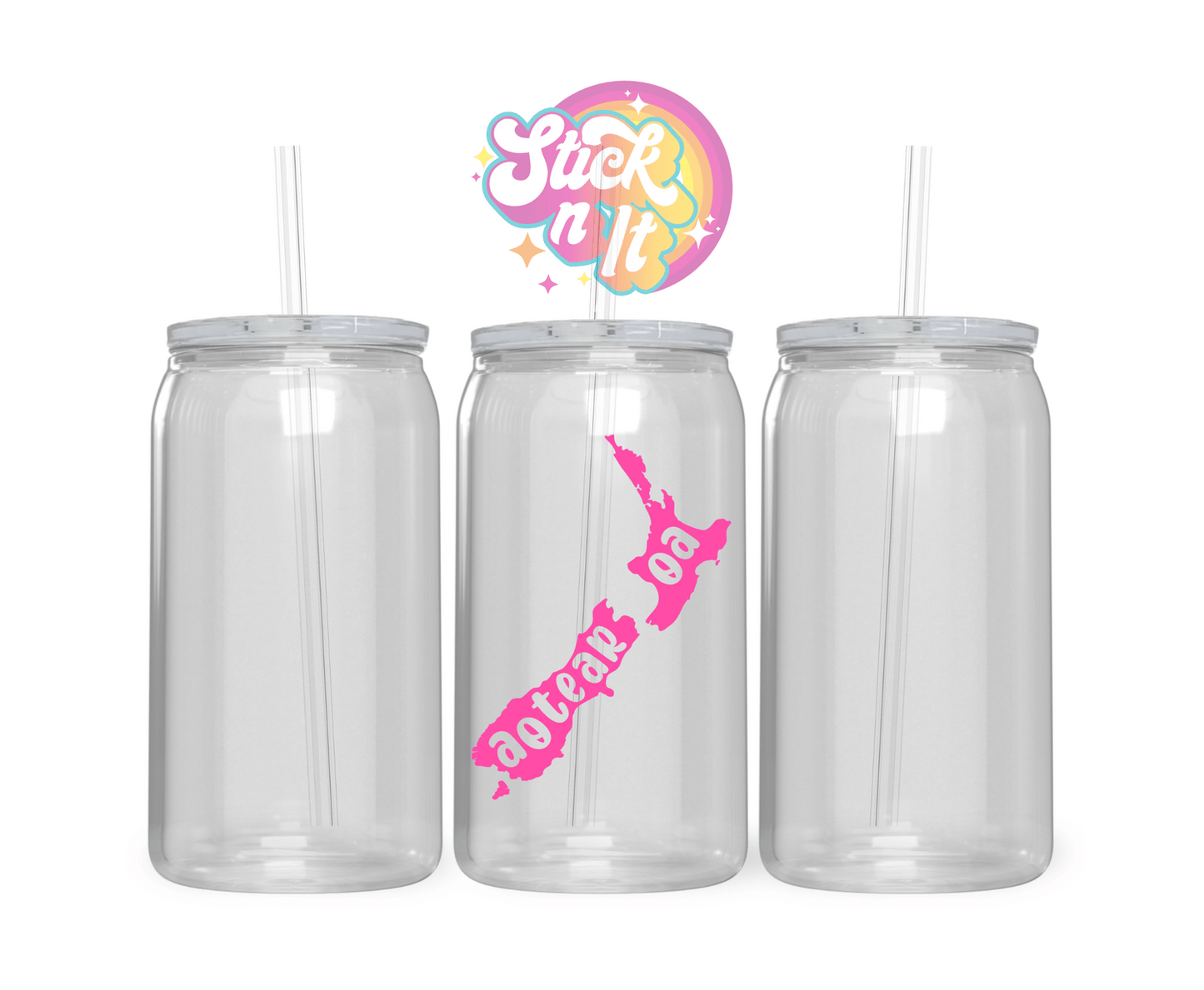AOTEAROA NZ NAME ON MAP ACRYLIC CUP - Stick N It