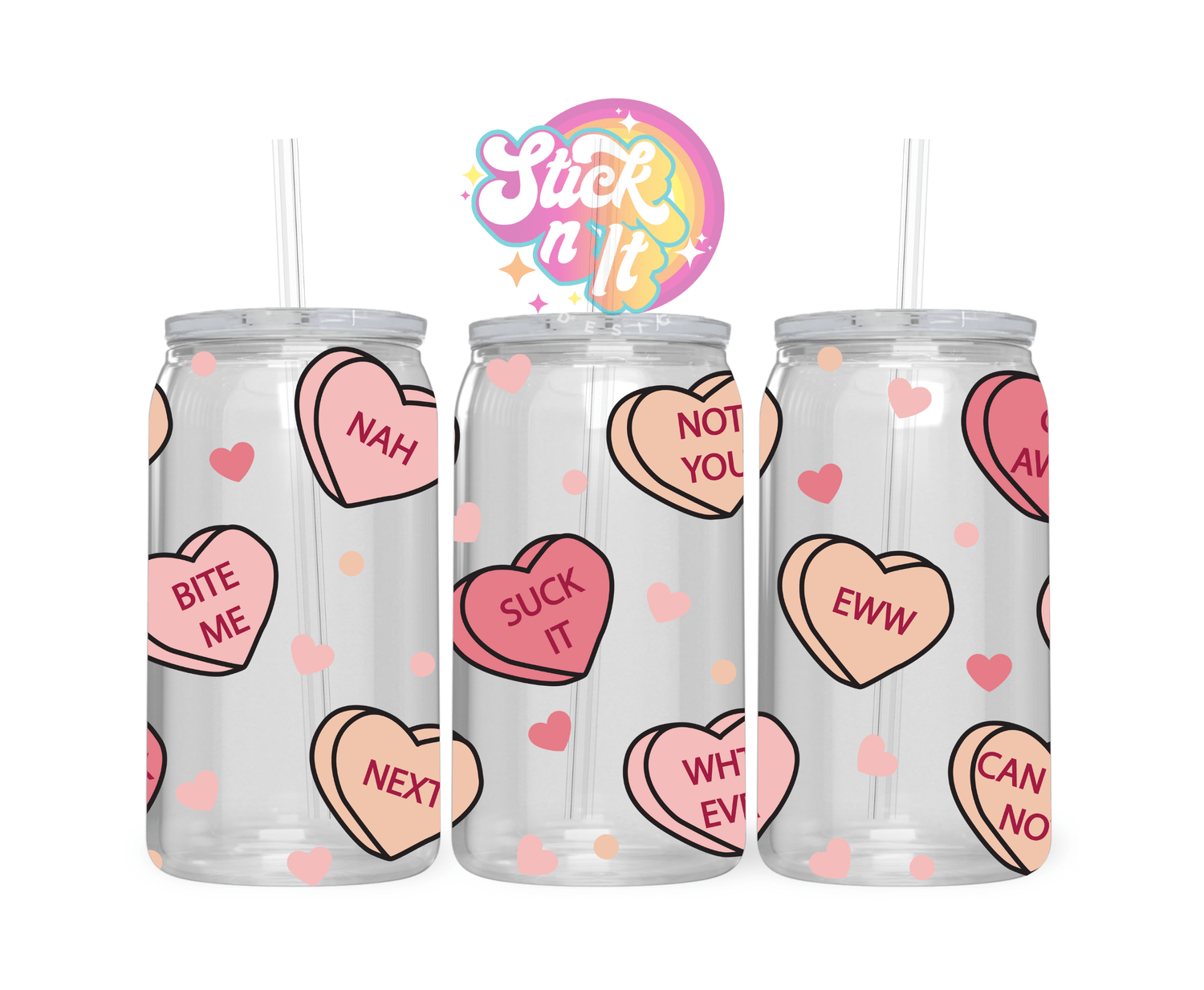 Acrylic cup featuring anti heart candy 