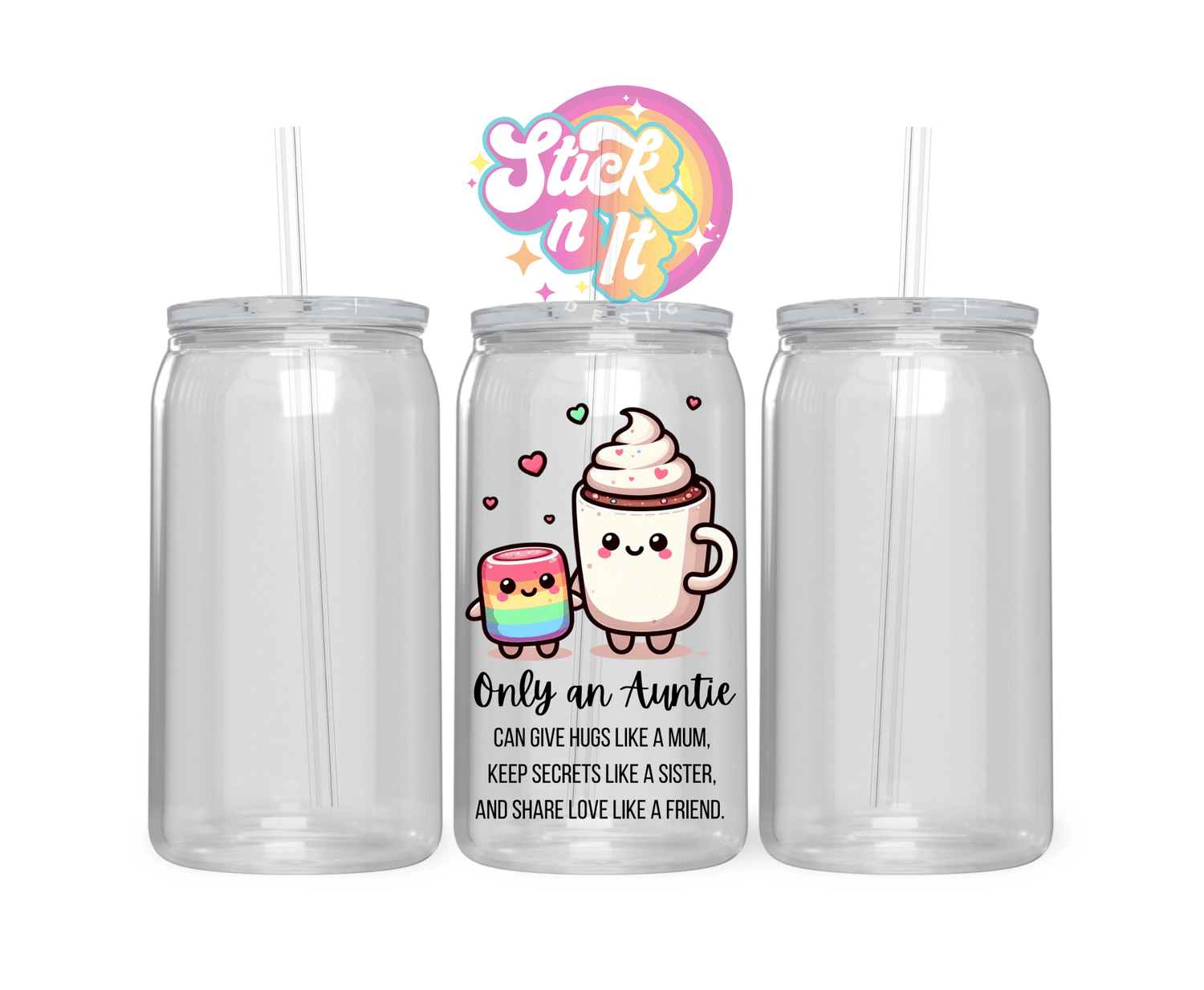 Acrylic cup featuring quote for auntie