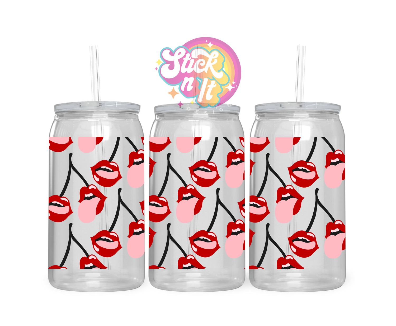 Acrylic cup featuring cherry lips