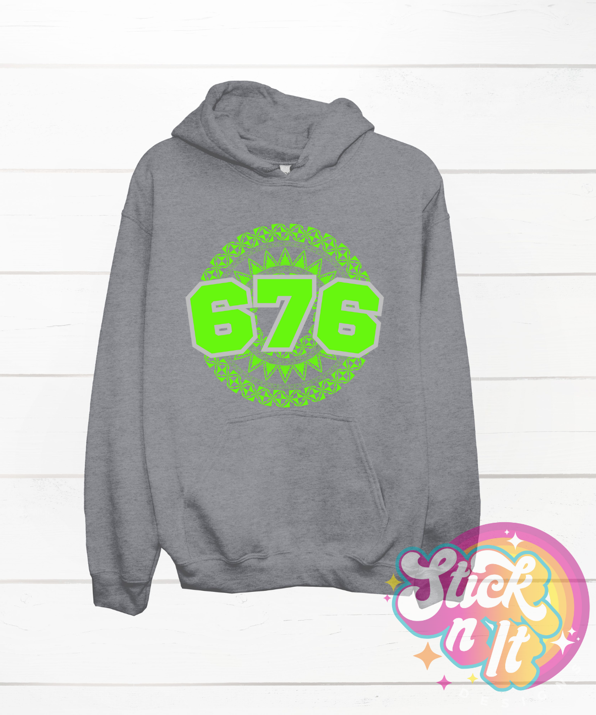 Unisex white hoodie featuring a Polynesian Tonga design with area code 676 in lime