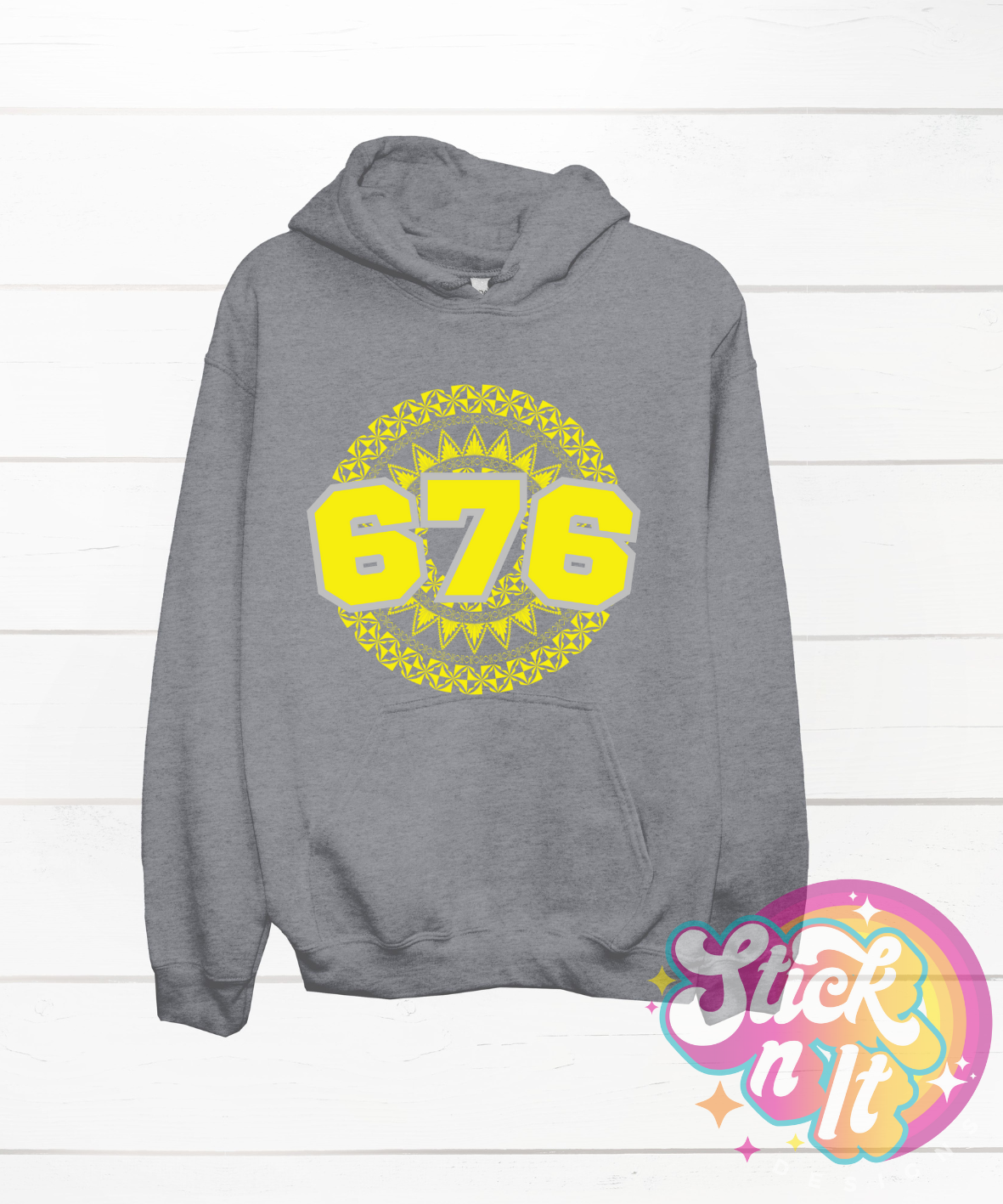 Unisex white hoodie featuring a Polynesian Tonga design with area code 676 in yellow
