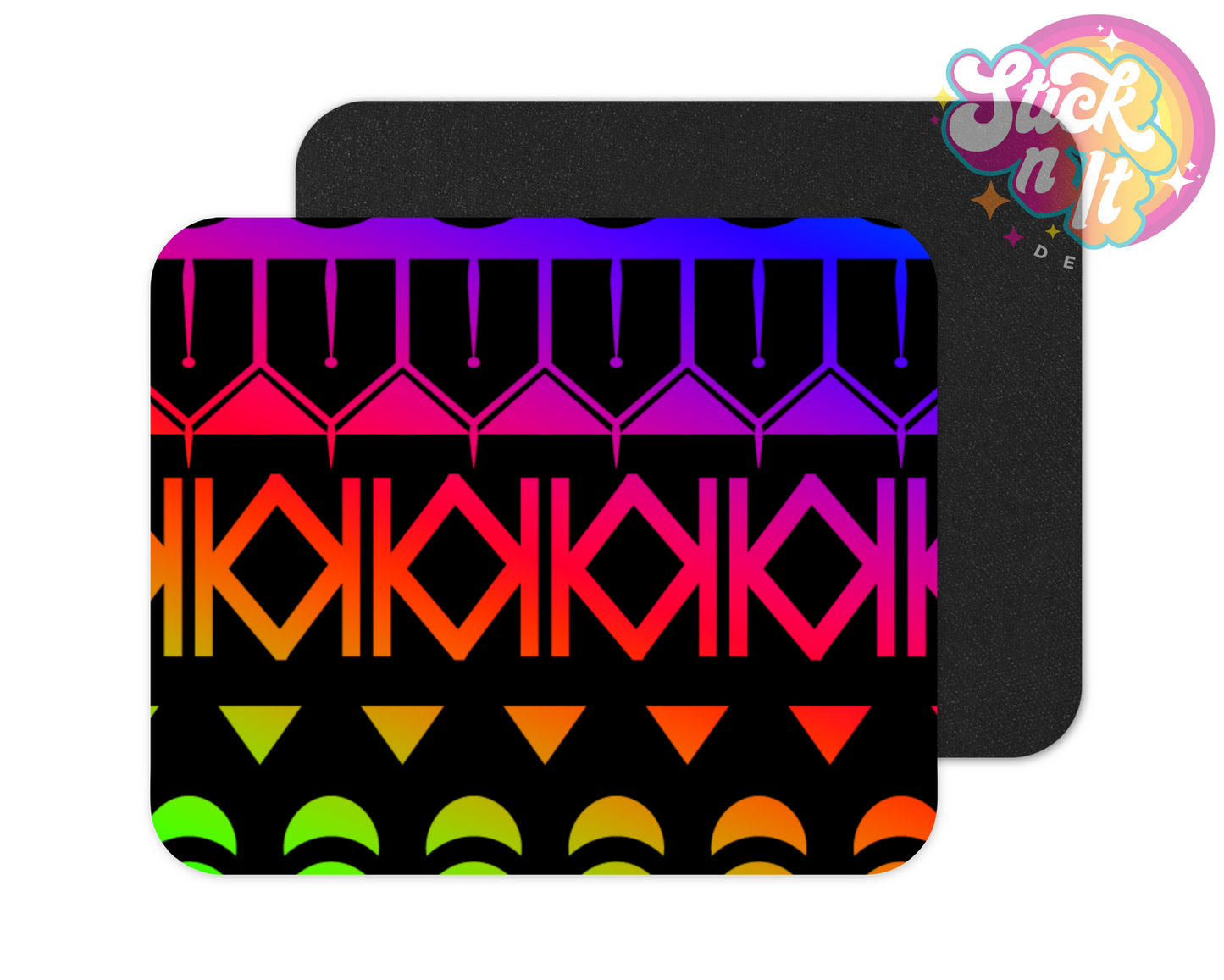Mouse pad featuring Polynesian Cook Islands design in black and neon
