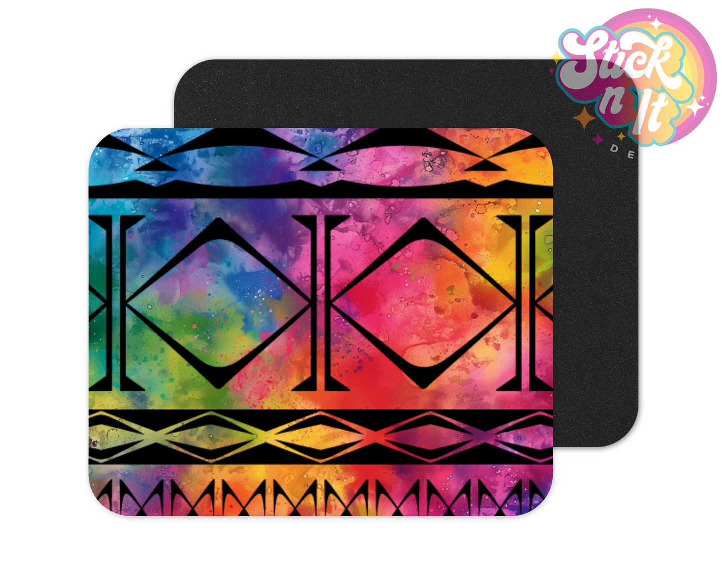 Mouse pad featuring Polynesian Cook Islands design on a water colour background
