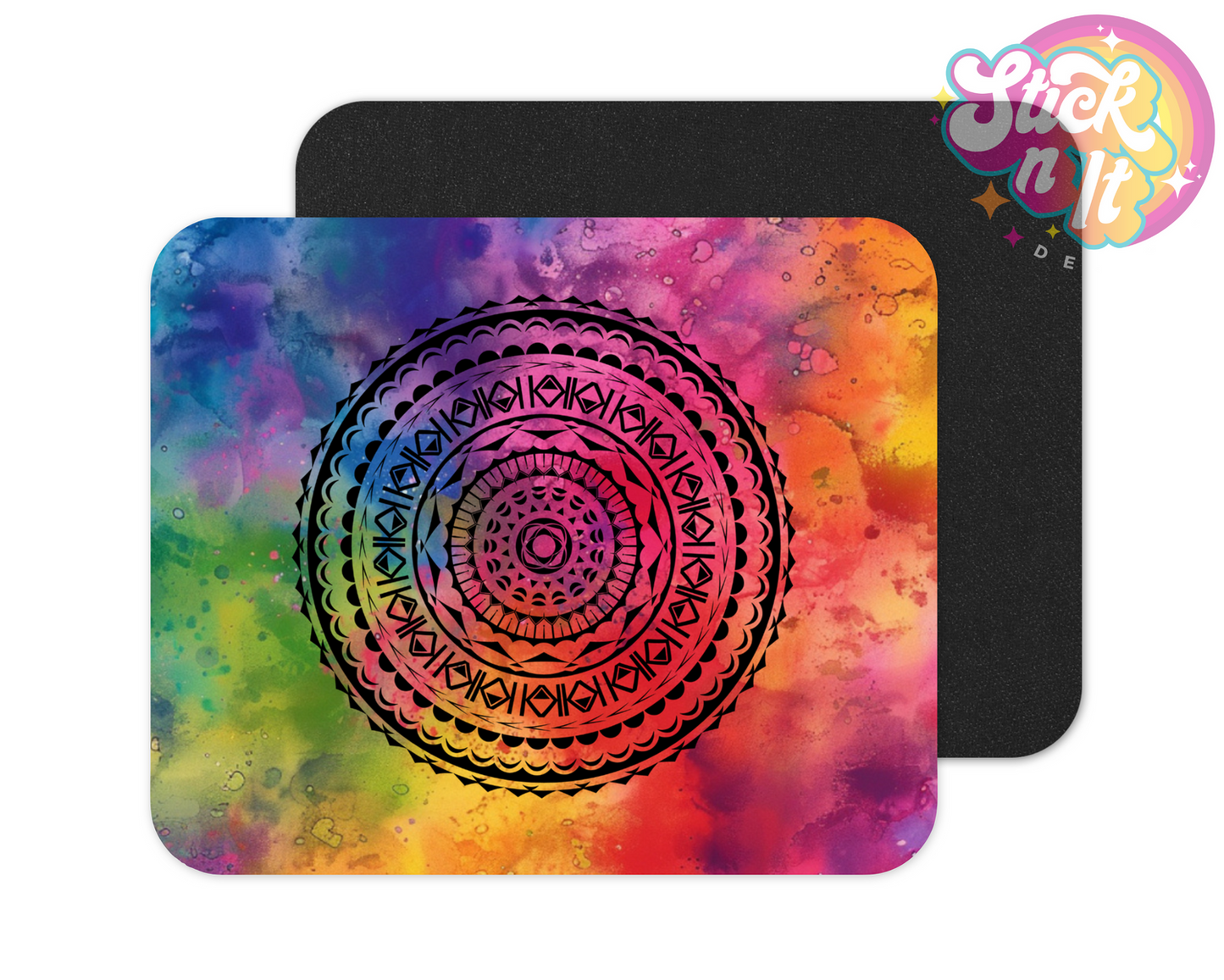 Mouse pad featuring Polynesian Cook Islands design on a bright water colour back ground