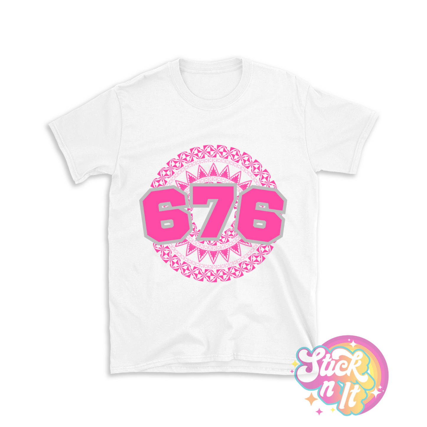 Unisex black hoodie featuring a Polynesian Tonga design with area code 676 in pink