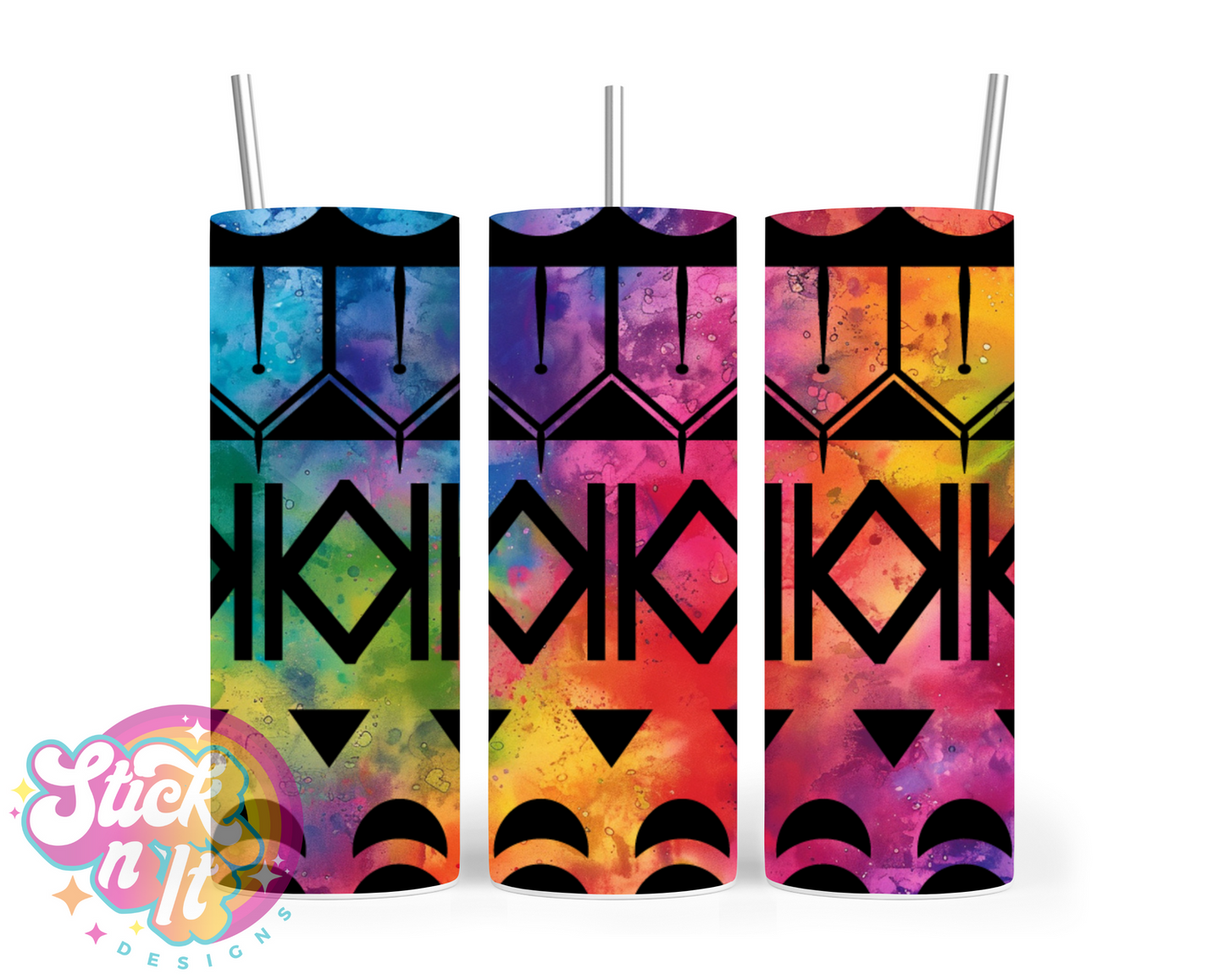 Stainless steel tumbler featuring Pacific Islands Cook Islands design in watercolour