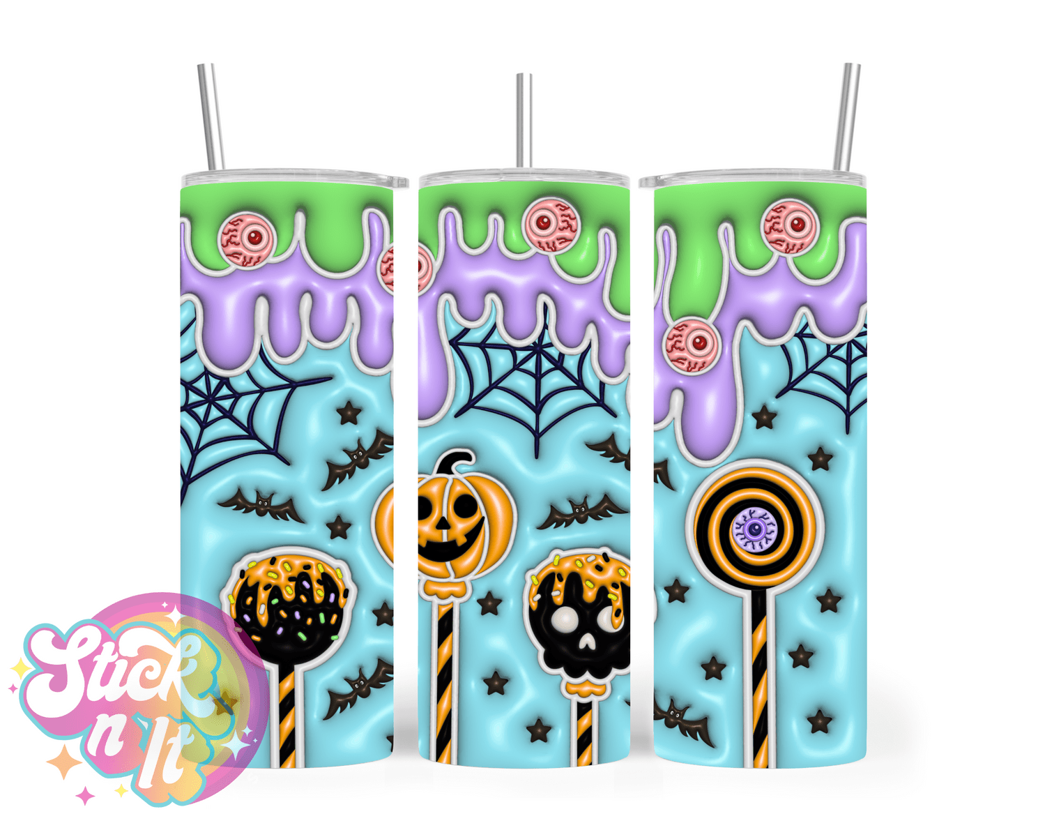 Stainless steel insulated tumbler with Halloween candy