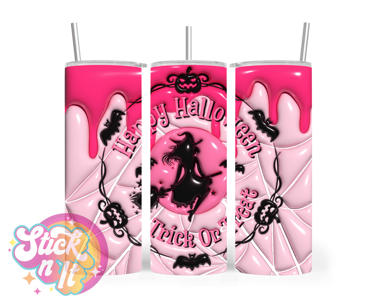 Stainless steel insulated tumbler with quote Happy Halloween trick or treat