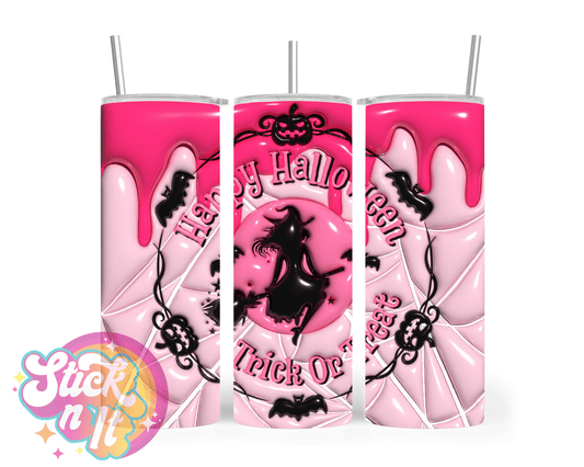 Stainless steel insulated tumbler with quote Happy Halloween trick or treat