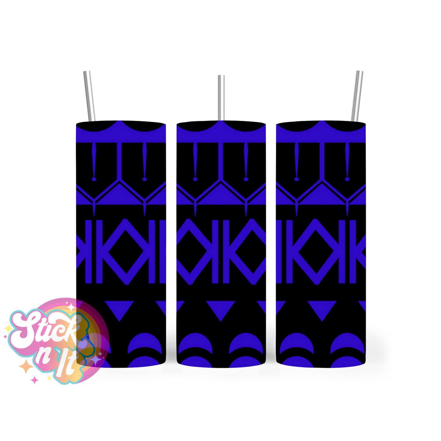 Stainless steel tumbler featuring Pacific Islands Cook Islands design in blue