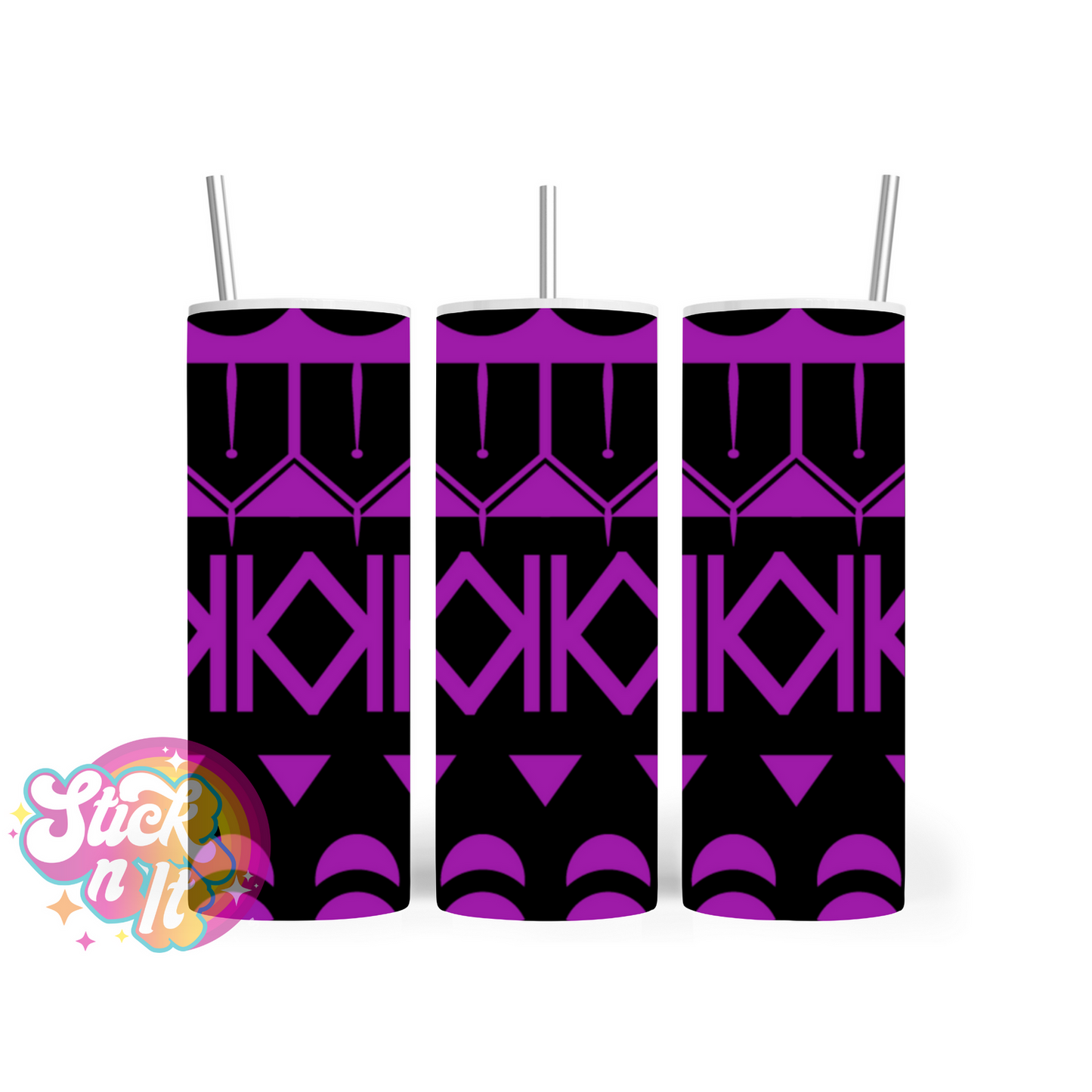 Stainless steel tumbler featuring Pacific Islands Cook Islands design in purple