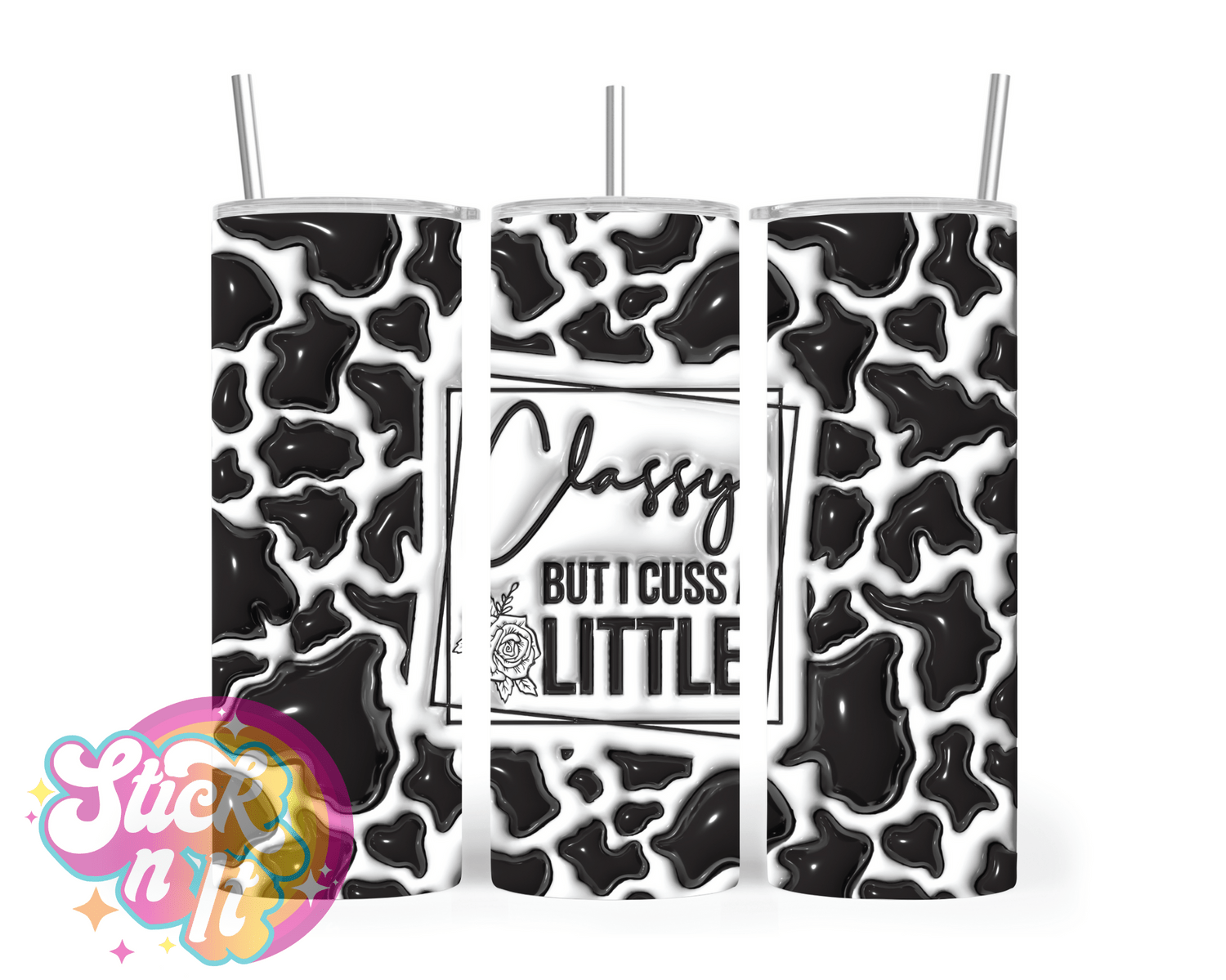 Stainless steel insulated tumbler featuring quote Classy but I cuss a little