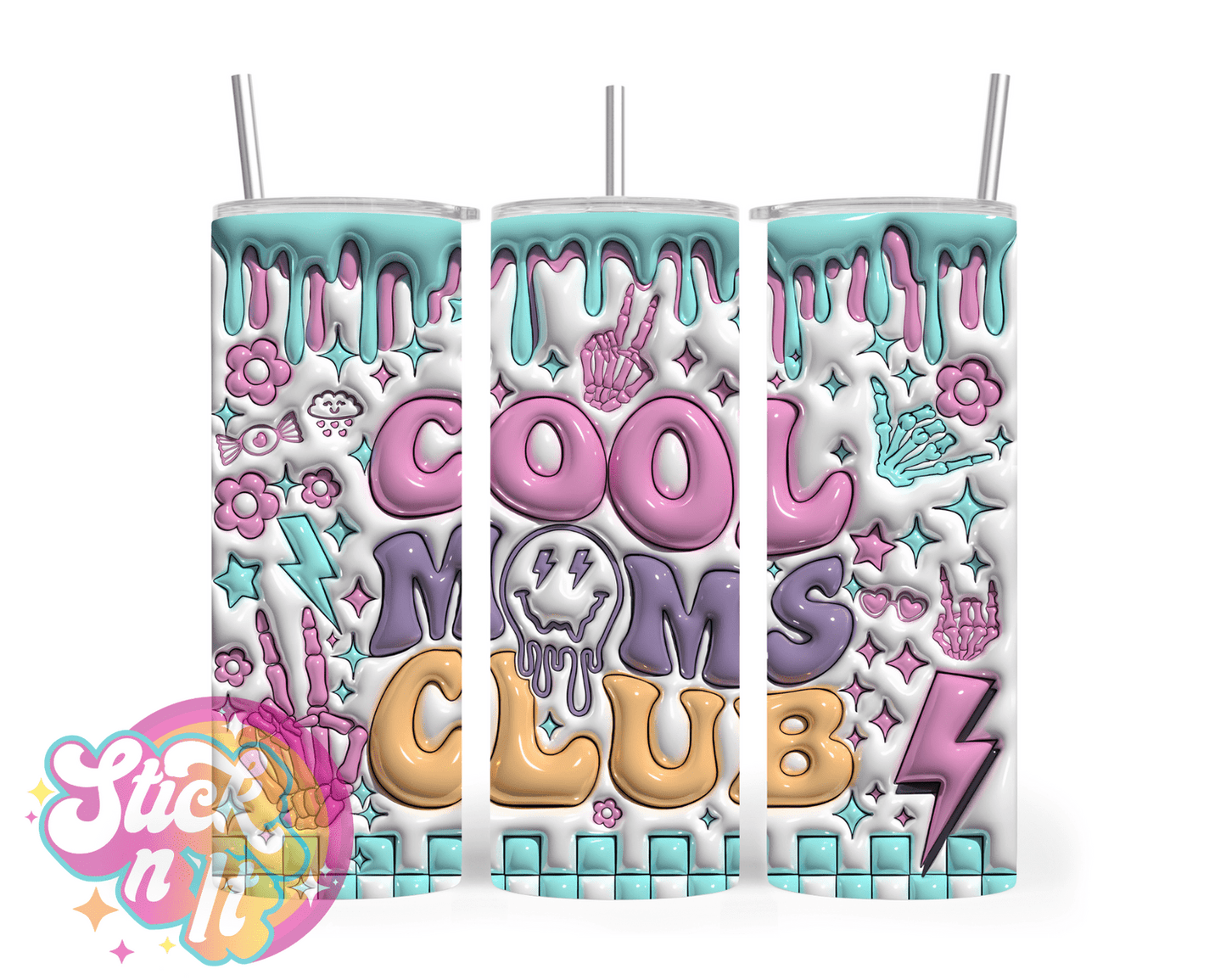 Stainless steel insulated tumbler for mum with quote Cool moms club 