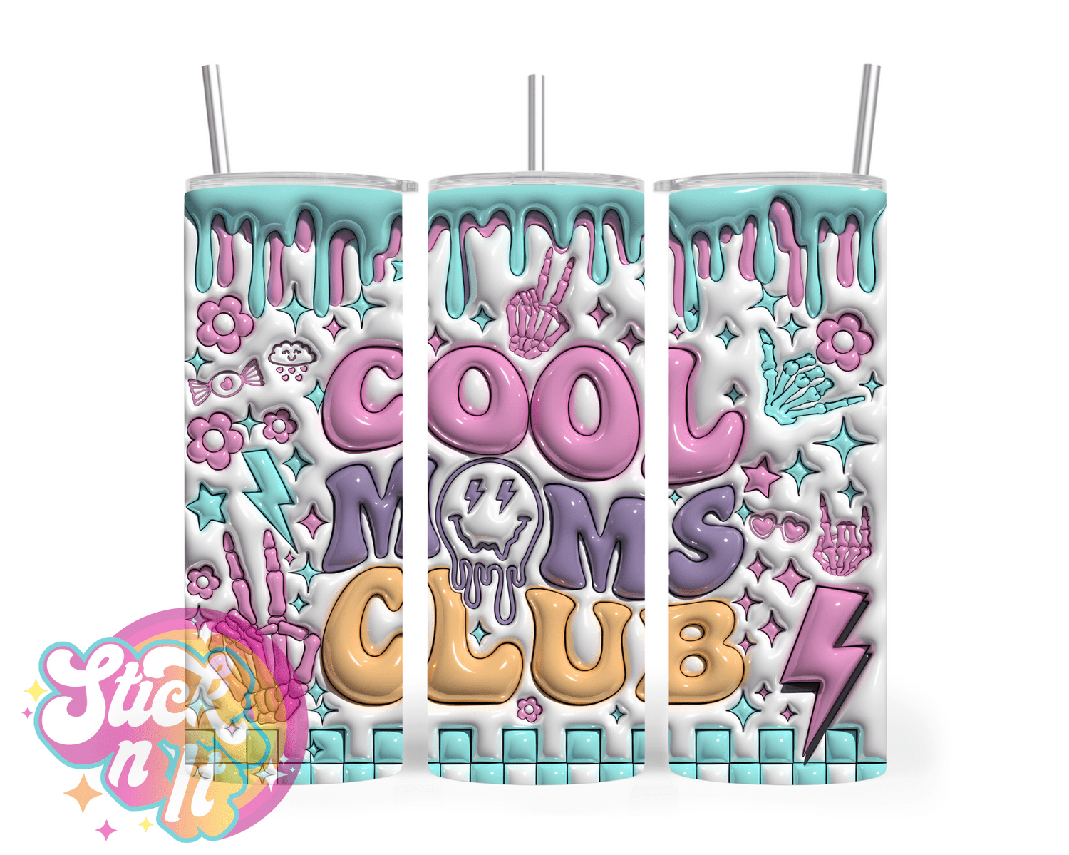 Stainless steel insulated tumbler for mum with quote Cool moms club 