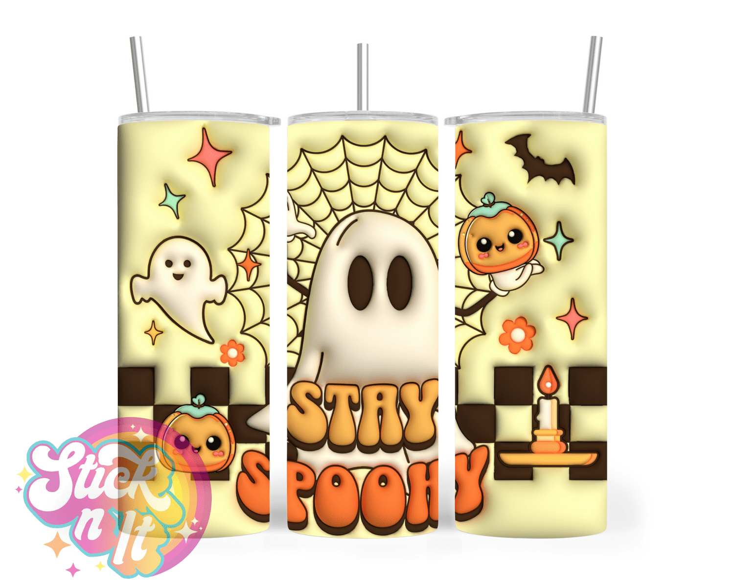 Stainless steel insulated tumbler with quote stay spooky