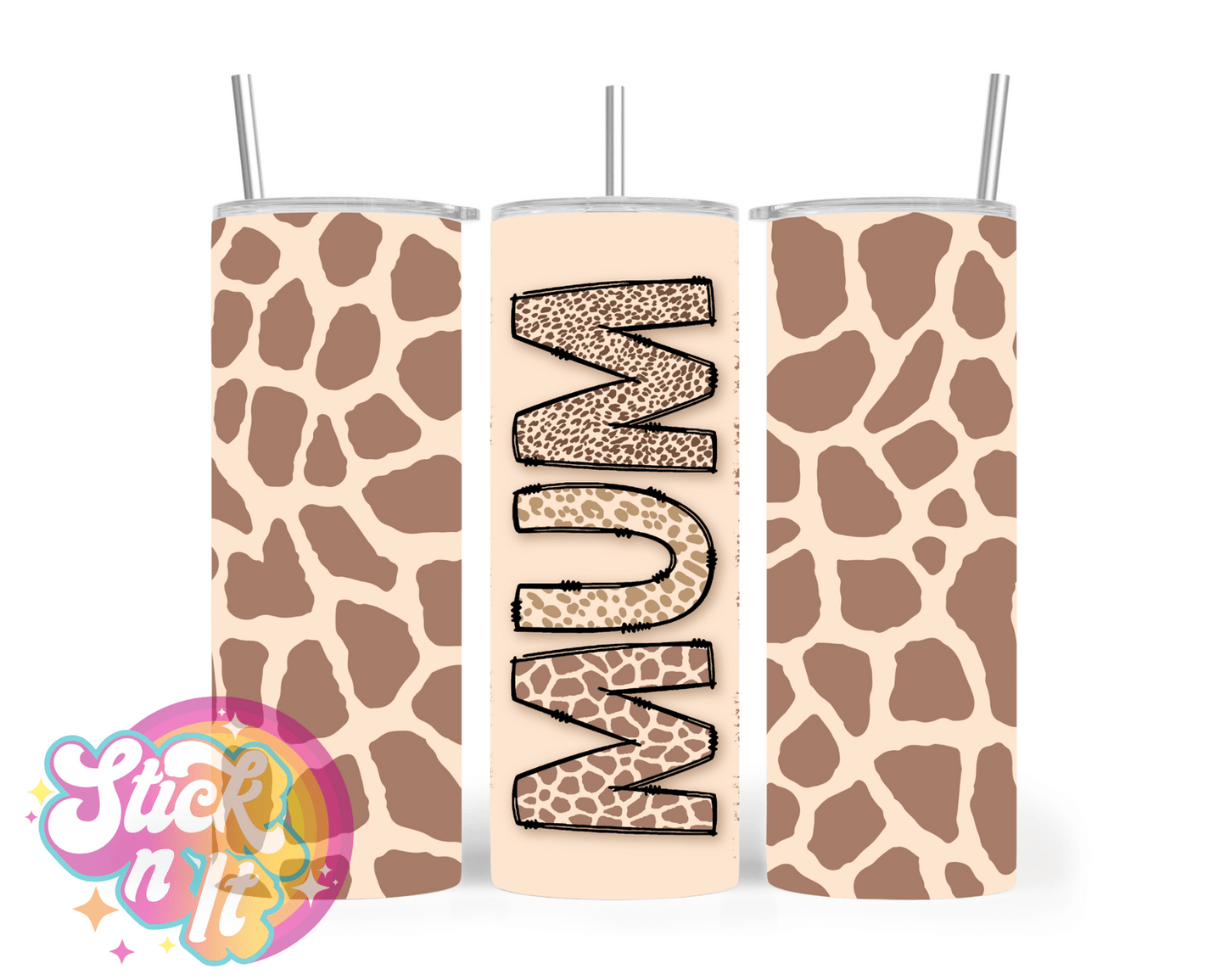 Stainless steel insulated tumbler for mum with animal print