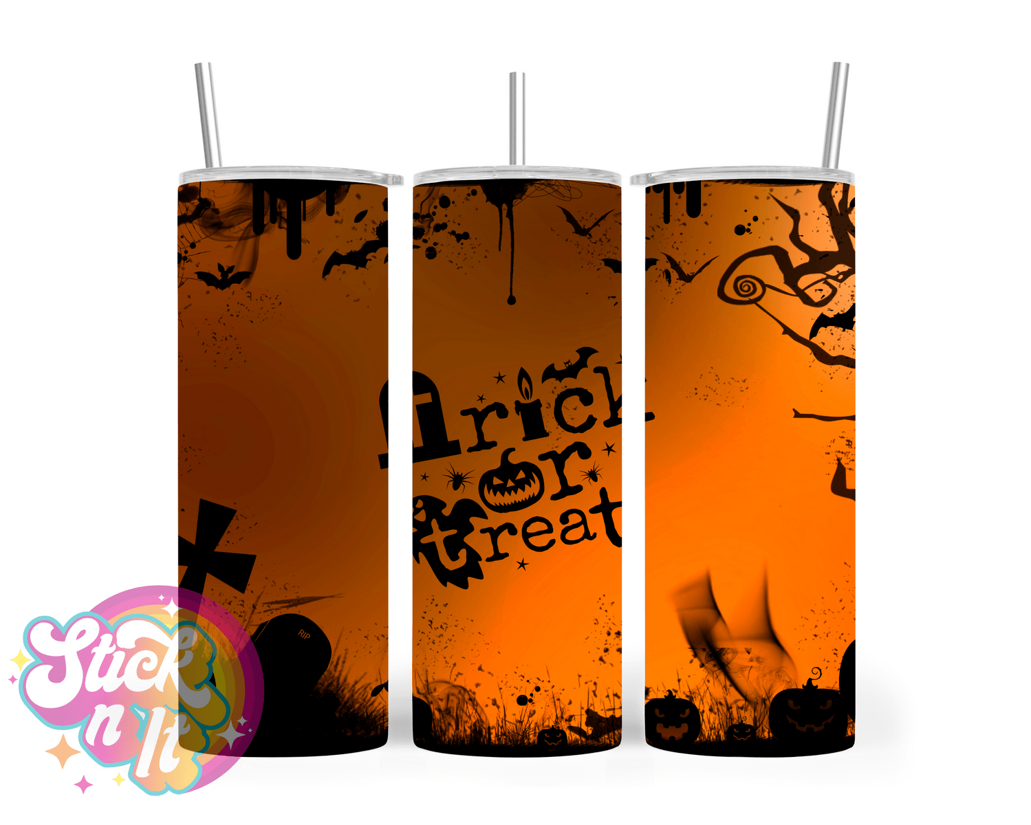 Stainless steel insulated tumbler with quote Trick or treat