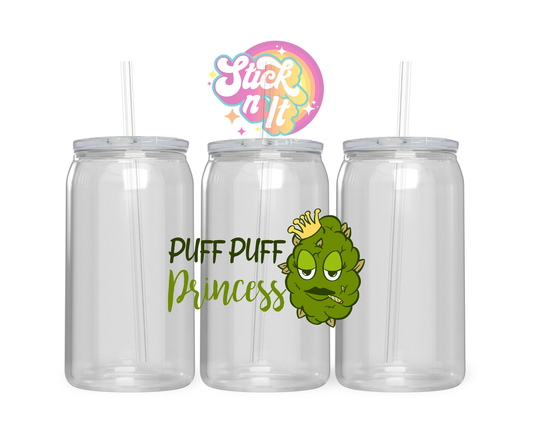 420 themed stainless steel insulated tumbler featuring cannabis bud and quote Puff puff princess